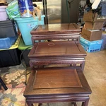 Antique Mahogany Square Nesting Tables, Stackable, Dark Brown, 26X20X15 3. Fixed Price $245.50.