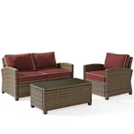Crosley Furniture Bradenton 3 Piece Fabric Patio Sofa Set In Brown/sangria Red. Fixed Price $1314.99.