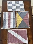 Nautical Signal Flag Sailboat Placemat Set (4) + Kitchen Towels Dickie Walker. Fixed Price $45.00.