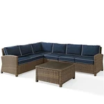 Crosley Furniture Bradenton 5 Piece Fabric Patio Sectional Set In Brown And Navy. Fixed Price $2380.07.