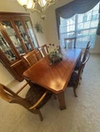 Thomasville Solid Wood Dining Set W/ Leaf Table, 6 Chairs, China Cabinet. Fixed Price $900.00.