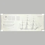 Belle Poule French Frigate Naval Architecture Plate Double-sided 33X13 Vintage. Fixed Price $30.00.