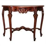 International Caravan Windsor Hand-carved Half Moon Wood Console Table Walnut. Fixed Price $408.99.