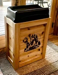 Wood Kitchen Trash Can Bin 33 Gal. Black Bear Logo With Hd Lid!. Fixed Price $219.99.
