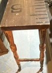 Old Wooden Console Table, Victorian Carved Legs, Ruler Top, Brown Finish. Fixed Price $100.00.