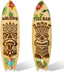 2 Pcs Tiki Bar Surfboard Yard Signs Beach With Stakes Hawaiian L. Fixed Price $32.96.