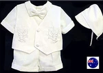 Boys Baby Child White Short Sleeves Christening Shower Outfits Suits 4 Pcs Set. Fixed Price $39.52.