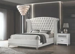 Queen Size Upholstered Bed Tufted Headboard White Velvet Coaster Barzini 300843Q. Fixed Price $999.99.