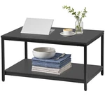 Wooden Coffee Table 2-TIER Rectangle Tv Stand End With Storage Shelf Black. Fixed Price $50.58.