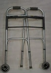 Lumex Dual Release Folding Adult Walker Sturdy Raised Frame W/ Wheels & Pads. Fixed Price $34.99.