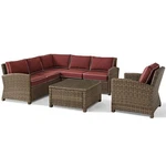 Crosley Furniture Bradenton 5 Pc Fabric Patio Sectional Set In Sangria Red. Fixed Price $2460.38.