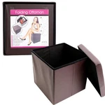 Folding Cube Ottoman Seat Footstool Storage Box + Lid 15" Faux Leather Brown New. Fixed Price $17.95.