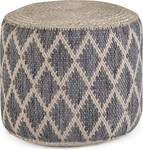Simplihome Edgeley Round Pouf, Footstool, Upholstered 18 Inch, Grey, Natural. Fixed Price $85.55.