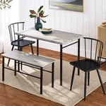 Best Choice Products 4-PIECE Farmhouse Dining Table Set 2 Spindle Chairs Bench. Fixed Price $149.99.