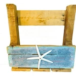Starfish Hand Painted Rustic Beach Planter Box Reclaimed Wood Stand Shelf Bin. Fixed Price $59.99.