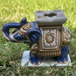 Pottery Blue Lucky Elephant Asia Plant Pedestal Ashtray Pillar Candle Stand 6IN. Fixed Price $40.94.
