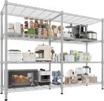 4 Tier Wire Storage Shelves Adjustable Metal Rack Silver Gray. Fixed Price $132.99.