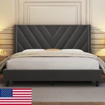 Yaheetech Full Bed Frame Upholstered Platform With Wing Side Tufted Headboar. Fixed Price $141.74.