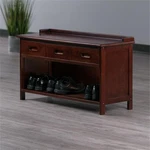 Winsome Adriana 3-DRAWER Solid Wood Bench With Storage Antique Walnut. Fixed Price $203.99.