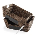 2PK Wide Pantry Baskets, Hyacinth Wicker Kitchen Shelf Storage Bins, Espresso. Fixed Price $30.95.