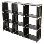 Multifunctional Storage Shelf Assembled 3 Tiers 9 Compartments Save Space Black. Fixed Price $24.29.