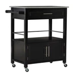 Linon Cameron Wood Granite Top Rolling Kitchen Cart Ample Storage Black. Fixed Price $220.82.
