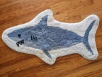 Shark Rug -adorable Blue & White Cotton Kids Bedroom Bathroom Mat Exc. Fixed Price $12.00.
