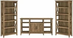 Bush Furniture Key West Tall Tv Stand With Set Of 2 Bookcases, Farmhouse Enterta. Fixed Price $1012.99.