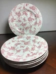 England Red Cranberry Pink Toile Jouy Side Plates Set Of 6. Fixed Price $49.99.