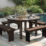 Hercules 60" Round Rustic Pine Farmhouse Folding Table With Mahogany Finish. Fixed Price $1238.99.