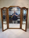 Vintage Pennsylvania House Tri View Dark Oak Dresser Vanity Mirror, 46W X 42H. Fixed Price $247.98.