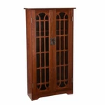 Dark Oak Finish Wooden Media Cabinet 6 Shelf Cd Dvd Storage Tower Glass Door. Fixed Price $278.90.