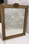 Antique 1900S Wall Mirror American Edwardian Beveled Glass Ornate Rosette Wood. Fixed Price $125.00.