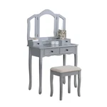 Roundhill Furniture Sanlo Wooden Vanity Make Up Table And Stool Set Silver. Fixed Price $216.85.
