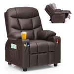 Honeyjoy Kids Youth Recliner Chair Pu Leather W/cup Holders & Side Pockets Brown. Fixed Price $155.99.