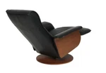 Fjords Hans Black Leather Swivel Recliner Chair Norwegian Scandinavian Lounger. Fixed Price $2799.00.