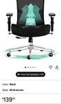 Ergonomics Work Mesh Chair 500LBS 4D Armrests. Fixed Price $89.99.