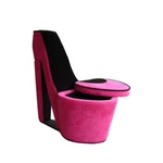 Pemberly Row Modern 32.86" High Heel Wood Storage Accent Chair Pink/black. Fixed Price $185.39.