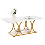 Vevor Coffee Table Large 2-TIER Marble Rectangle Center Desk With Geometric Legs. Fixed Price $108.99.
