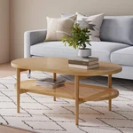 Nathan James Sonia Coffee Table With Storage Shelf, Light Wood/rattan. Fixed Price $355.99.