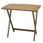 28 In. Warm Brown New Color Solid Red Oak Wood Folding Table. Fixed Price $80.22.