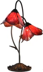 Tiffany Style Flower Stained Glass Vintage Table Lamp Lily Pad Base 2 Light Red. Fixed Price $289.99.