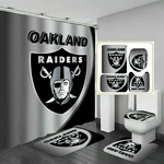 Oakland Raiders Printed Waterproof Bathroom Sets, Shower Curtain Sets.. Fixed Price $36.49.