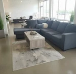 Sofamania EXP122-FB-GR Living Room Linen Sectional Couch Grey. Fixed Price $600.00.
