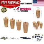 Set Elegant 4'' Solid Wood Legs For Sofa, Chair, And Furniture Upgrade. Fixed Price $28.37.