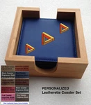 4X4 Leatherette Blue Coaster SET/6, Customized - Personalized. Other Colors Too.. Fixed Price $14.99.
