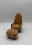 Ideal Petite Princess Fantasy Velvet Occasional Chair & Ottoman Lt Brown. Fixed Price $25.00.