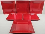 6) Pier 1 Spice Route Paprika Square Dinner Plate Set Beaded Edge Table Dish Lot. Fixed Price $89.67.