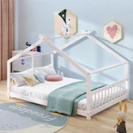 Full Size House Wood Bed, White(old SKU:WF282522AAK). Fixed Price $482.38.