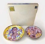 Magic Johnson Lakers Plate Pair Platinum #3955/5000 + Commemorative #1234/1992. Fixed Price $67.99.